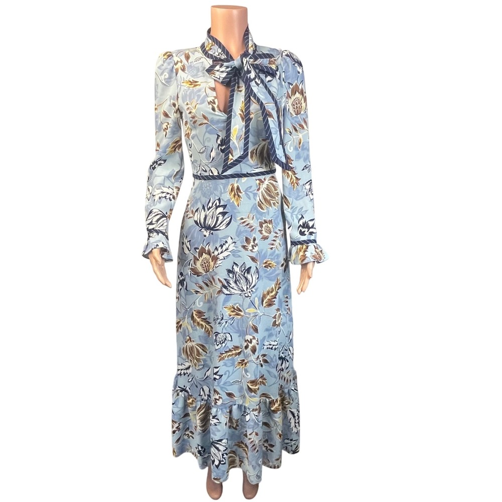 BCBGMaxAzria Light Blue Floral Midi Dress
